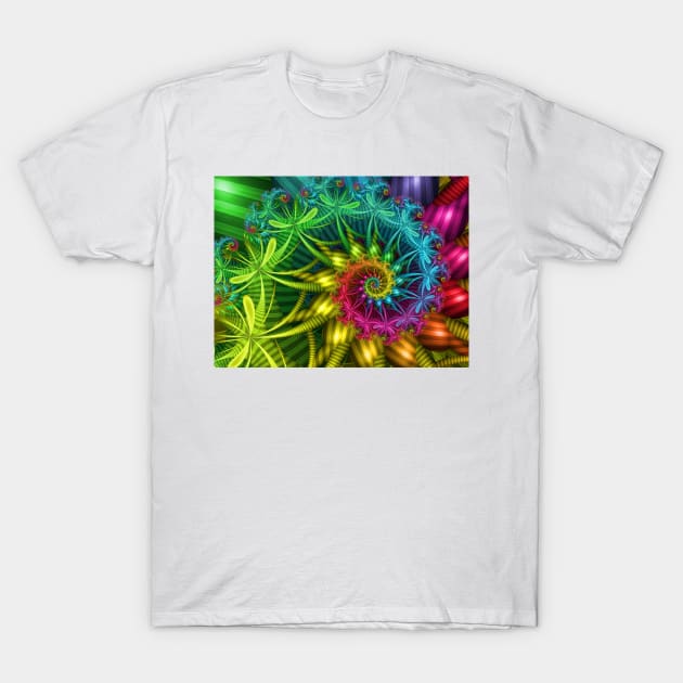 Spiral Rainbow Fractal T-Shirt by pinkal